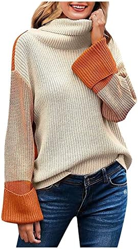 Џемпер на нокмопо џемпер жени мода модна желка со долги ракави плетени пулвер џемпер џемпер графички џемпер