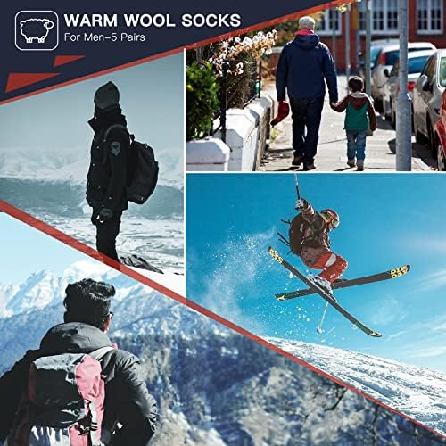 Топлина за топла топла волна чорапи термичка зимска густа екипа со чорапи ладно време 5 пара
