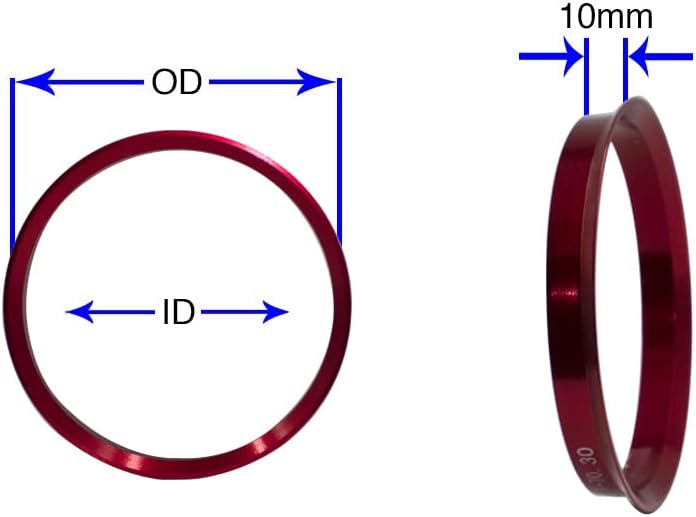 Делови за додатоци на тркала сет од 4 центричен ринг 72,56мм ОД до 63,4 мм центар за метал, метал