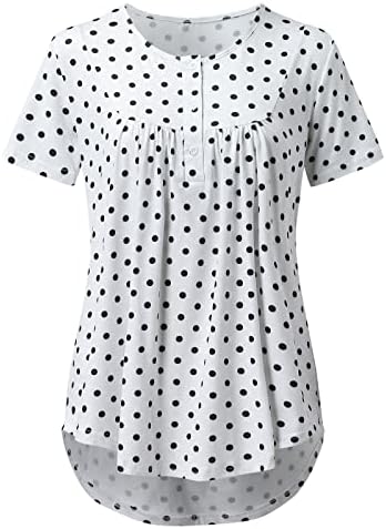 Плус големина Обични блузи за жени лето лето врвот плус големина кошула со кратки ракави, баги кошули за жени плус големина