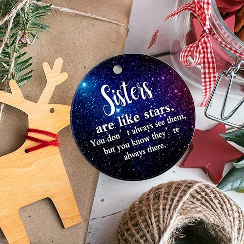 Божиќен украс на Меослин 2021 -убов Подарок Сестра се како starsвезди Подарок за сестрински празник за да се одржи декорација на украси