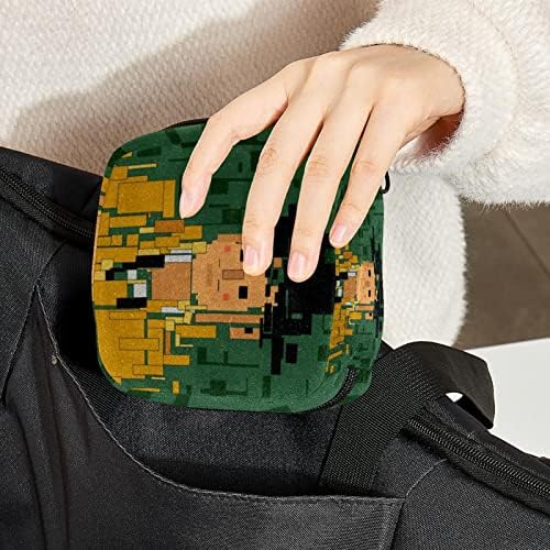 Торба за санитарна салфетка за салфетка, санитарна торба за санитарна подлога торбички за девојчиња дами, модерна апстрактна уметност момче геометриска шема