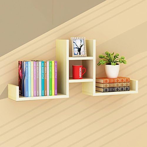 Полка за монтирање на wallидови за убавина, декоративна wallидна книга за книги, висечки цветна решетка без удар за дневна соба или спална соба-б
