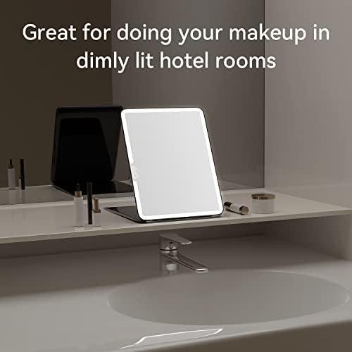 Roopeti Travel Makeup Mirror, Make Make Mirror со осветлување, преклопување на преклопување преносно огледало за шминка со светлина,