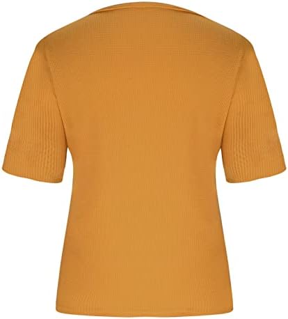 Девојки бранч врвови со кратки ракави блузи маички против вратот лабав вклопуваат основни летни есен врвови 2023 облека трендовски KQ