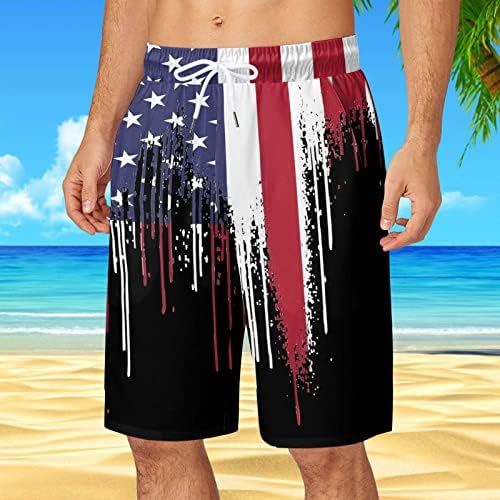 Bmisegm летни шорцеви на плажа за мажи лето летен ден независност плус големина панталони џеб влечење лабаво случајно пливање