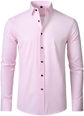 Копче за машка кошула надолу, тенок вклопуваат неелезни цврсти удобности флексибилни кошули случајни долги ракави деловни канцеларии кошула