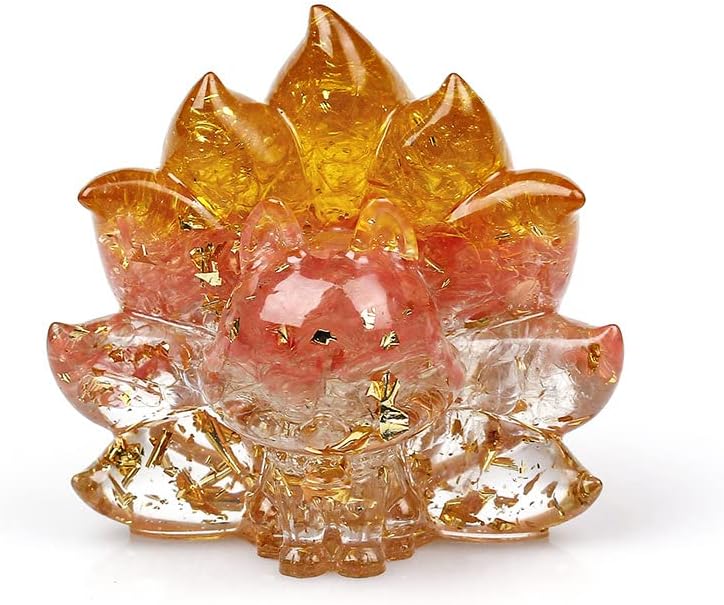 Impcenst Crystal со девет опашки лисици користи кварц и камени полнила за украси за домови, канцелариски мебел и детски подароци девет
