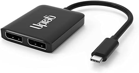 UPTAB USB C до двојно прикажување на адаптер 8K, USB-C за да се прикаже конвертор на сплитер на мулти монитор,, за Windows PC MST, само MacOS огледало SST