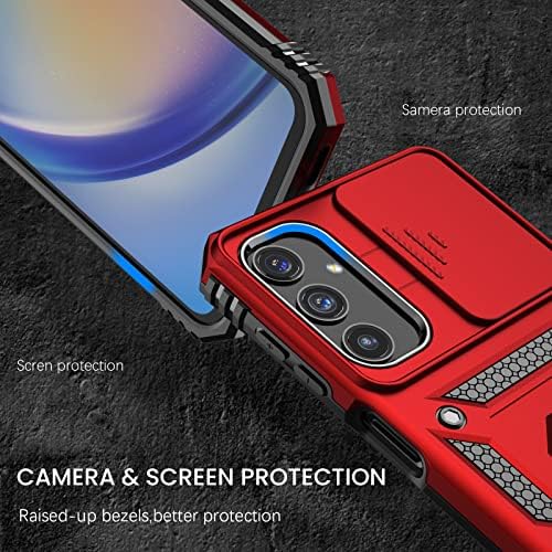Liufcx за Samsung Galaxy A24 5G Case, Galaxy A24 5G Case, [2 пакет] Заштитник на заштитено стакло и заштитен заштитник на леќи, покритие на заштитната заштита на воената воена оценка со црве