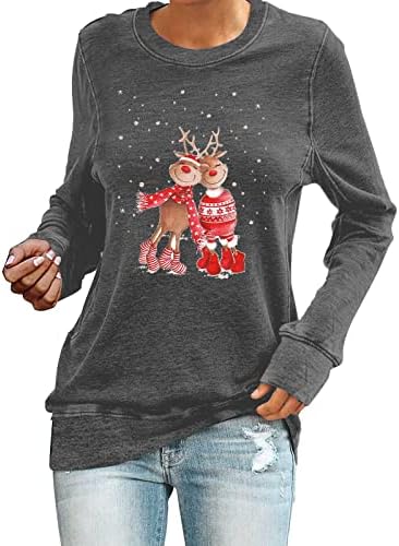 Женски западни грди Божиќни кошули Смешни графички маички за новогодишни елка празник Снежана обична маица