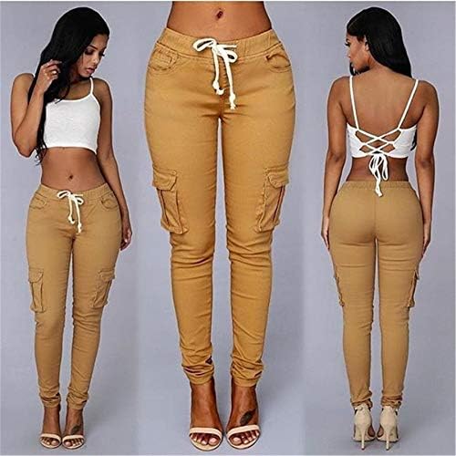 Angенски обични панталони за женски панталони со повеќе џокери модни товари џогери салата за влечење долги панталони панталони