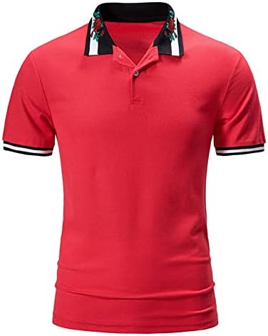 Кошули за голф со кратки ракави за мажи роза везови влага за влага Хенли кошула, атлетска обична маица со маичка
