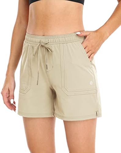 YamxDM женски пешачки шорцеви, шорцеви за голф Брзо суво вежбање летни спортски шорцеви со 4 лесни џеб