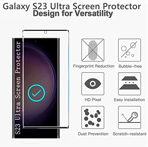 Заштитник на ултра екран за галаксија S23 Galaxy S23 【3+1 пакет】 со 1 пакет затебнато на леќи со стаклена камера, компатибилен отпечаток