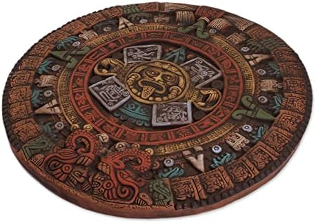 НОВИЦА Ацтеките Керамички Доаѓањето Календар, Земјен, Петто Сонце Во Жолта Боја'