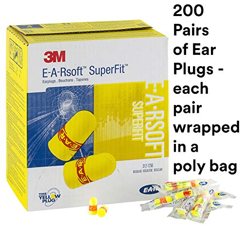 3М приклучоци за уво, 200 пара/кутија, E-A-Rsoft Superfit 312-1256, нечистено, еднократна употреба, пена, NRR 33, дупчење, мелење, машинска