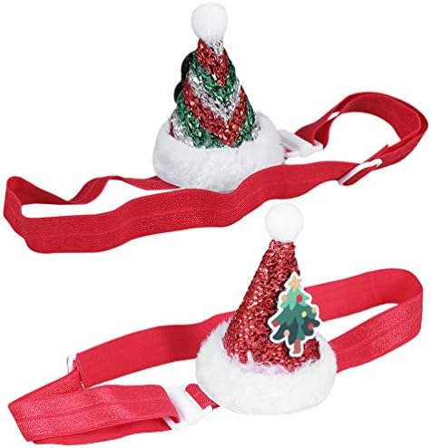 Nuobesty 2pcs Cat Santa Hat Pet Christmas Christmas Christmas Hats Headbard ladter Dog Cone Cone Santa Claus Cap Pet Christmas Christmas