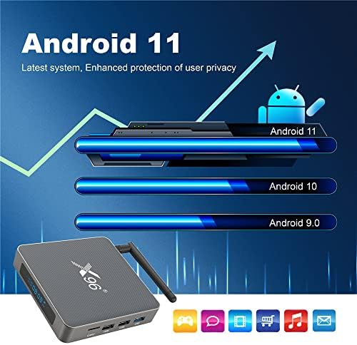 X96 X6 ТВ кутија Android 11.0 8GB RAM меморија 128GB RK3566 Поддршка 4K 2T2R MIMO Dual WiFi 1000M Media Player со I8 тастатура црна