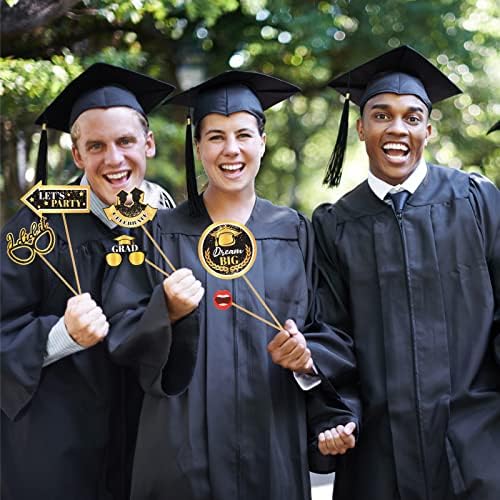 Консаит дипломирање Фото штанд реквизити, 2023 година Декорација на забави за дипломирање црна и златна класа од 2023 година, степени