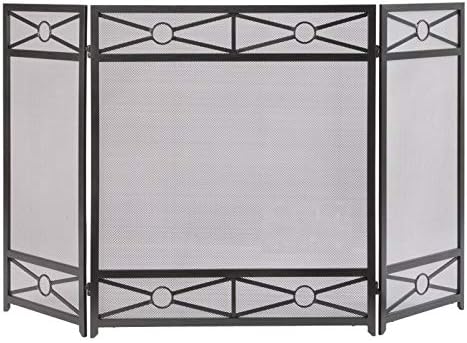 ZXB-SHOP Едноставен дизајн на камин екран со 3-панел со декоративна шема црно железо од камин за камин, 31,5 инчи × 50 инчен екран на камин