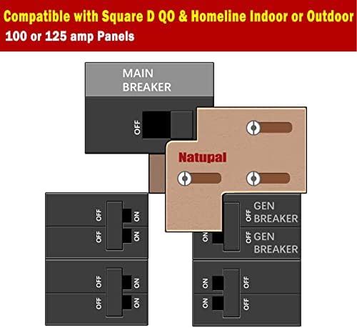 Комплет за блокирање на генераторот Natupal компатибилен со Square D Qo & Homeline затворен или надворешно 100 или 125 засилувачи