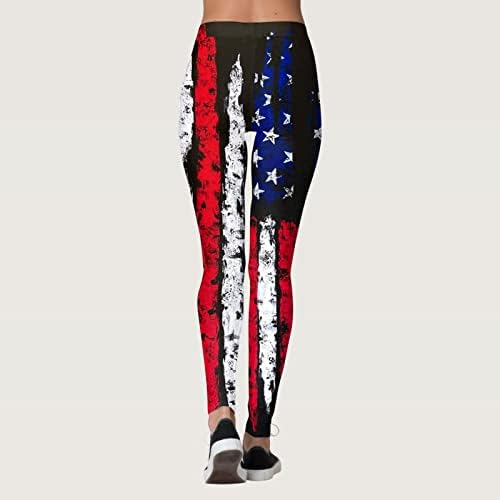 4 јули Хеланки За Жени Американско Знаме Јога Хеланки Со Висок Струк Ултра Меки Еластични Удобни Атлетски Панталони За Вежбање