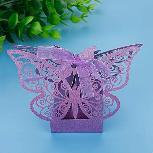 Aynefy свадба шеќер кутија, 100 парчиња цвет пеперутка шуплива бонбона кутија европска прекрасна чоколадна накит за хартија