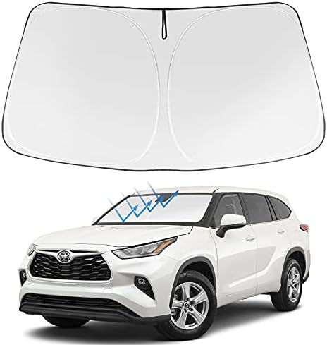 Proadsy Front Whindhield Sun Shade Sundable Sunshade Protector Custom Fit 2023 2022 2021 2020 Highlander L Le Xle Ограничен додаток за платина