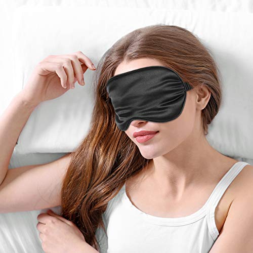 Лекува 3 парчиња спиење за очи за очи за очите на косата со вреќа за складирање свила еластична ноќно око за слепите за возрасни