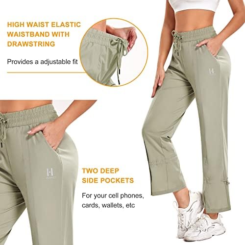 Hapенски женски брза сув џогерни панталони со лесни високи атлетски панталони со панталони со џебови со џебови