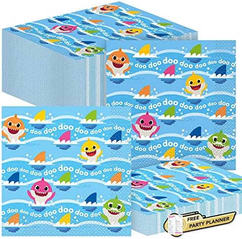 Единствена ајкула за бебиња 80 брои салфетки пакет - салфетка за ручек 6,5 во сина боја со графики Доо Доо - Декорации и материјали