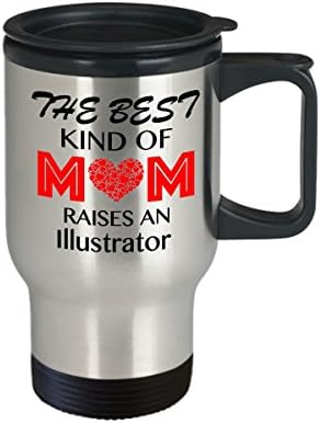 Смешно време на патување со кафе, најдобриот вид мајка крева илустратор, идеја за подарок за мајката, роденденски празник Денот на вineубените