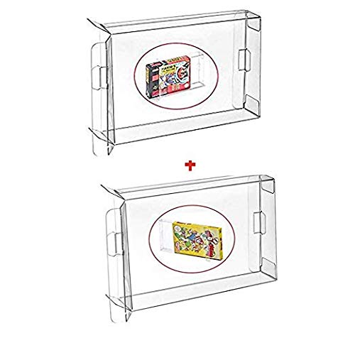 Wicareyo 10pcs Clear Box Case Case Cib заштитник за NES игри со кертриџ кутија и 10 парчиња ракав за чиста кутија за SNES N64 игри со кертриџ