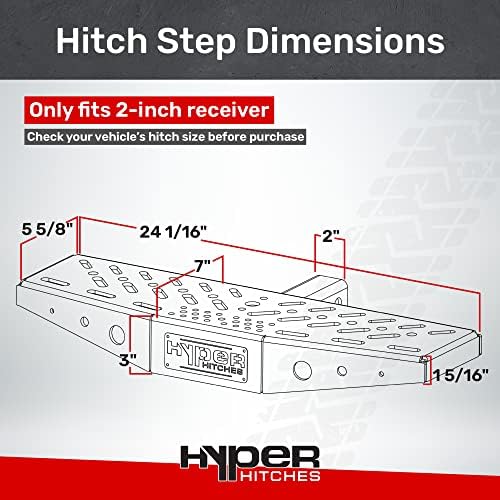 Hyper Hitches 24 Hitch Step Model HS-24 | Hitch Step | Truck Hitch Чекор направен во САД | Заштитен заштитник на заден браник | со