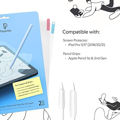 Пакет во форма на хартија-комплет за два-во-еден вклучува заштитник на екранот за iPad Pro 12.9 и моливчиња