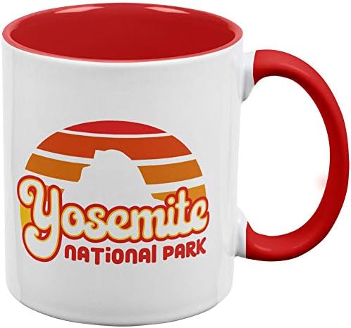 Национален парк Стари слава Ретро 70-тите зајдисонце Јосемит кафе кригла со бело-црвена стандард една големина