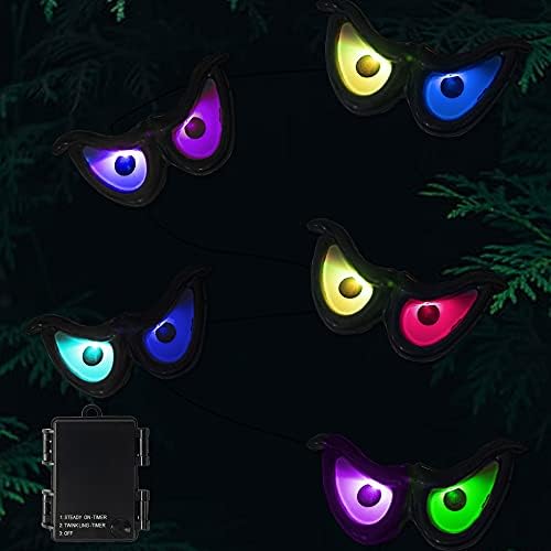 Blight Bright Halloween 8,5 ft 150 брои мини лесни светла + 10 LED RGB трепкачки очи жици за Ноќта на вештерките