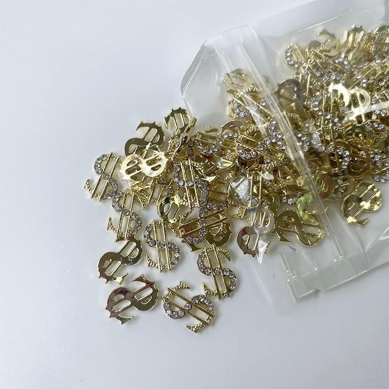 10 парчиња богати долар знак пари нокти злато сребро луксузни привлечности 3Д уметнички украси Прес на акрилни материјали