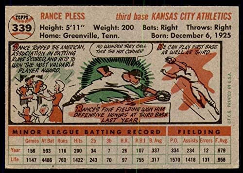 1956 Топпс 339 Ренс Плес Канзас Сити Атлетика екс -атлетика