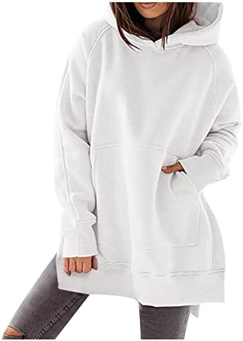 Fireero жени преголеми дуксери плус големина случајна лабава лабава долга пулвер џемпери со долги ракави поделени поглава худи