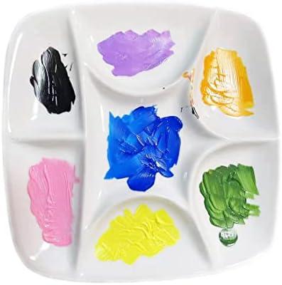 7 бунари бел бел керамички уметник Палета за бои застаклена акварел сликање мешање керамички порцелански палета масло сликарство 5,7 дијаметар