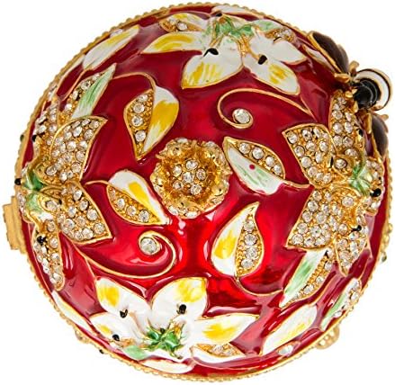 Qifu Faberge Egg: Екстра големо 7 ”, рачно насликана емајлирана декоративна кутија за накит за накит уникатен подарок за домашен декор и колекција