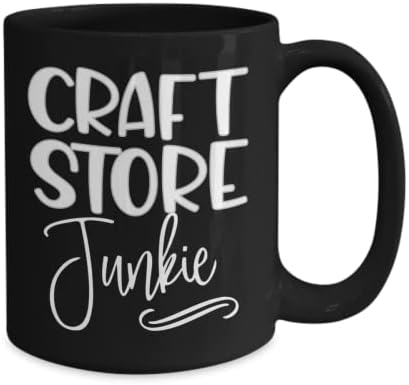 Занаетчиска продавница Junkie кригла за занаетчии занаетчиски хоби уметник роденден Божиќни идеи 11 или 15 мл црна керамичка кафе