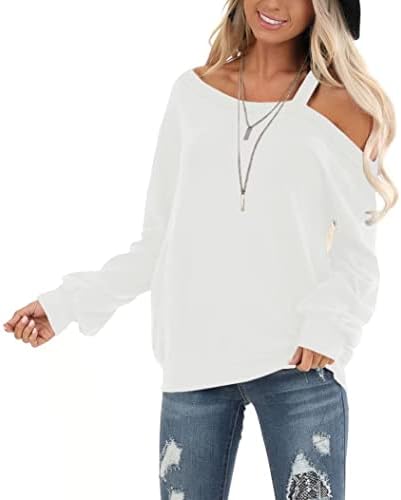 Џемпери на Езбел женски преголеми долги ракави ладни раменици врвови кошула Туника маичка