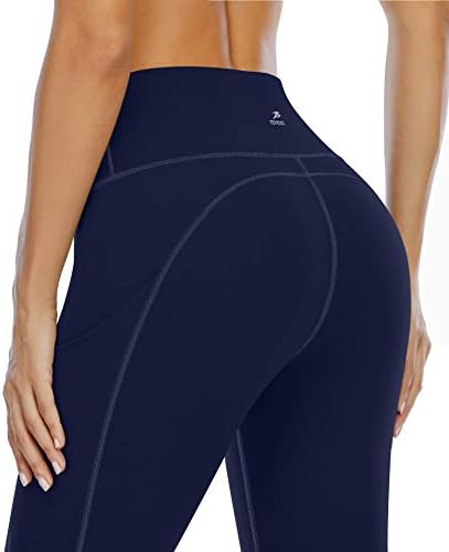 Тореел со високи половини за хеланки пакувања јога панталони со џебови за жени за контрола на стомакот на стомакот со 3 џебови