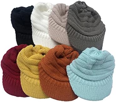 Iaиаолун женски зимски бени капа топло плетено дух -бујни капи со капаче - Зимска Слули капа