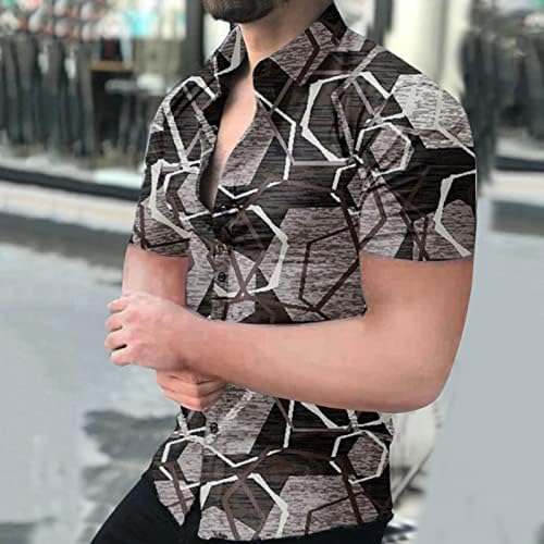 УБСТ Хавајски кошули за мажи, 2022 Нов летен краток ракав Графички ленти со врвови на врвови надолу надолу со опуштено вклопување