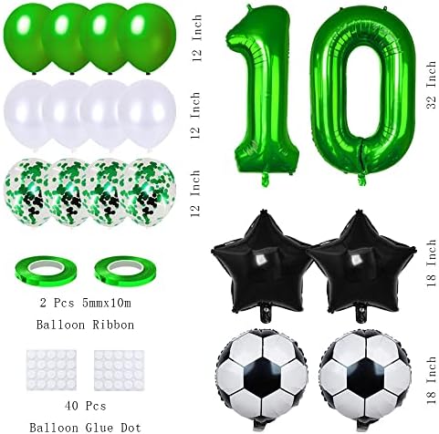 Maigendoo Број 10 балон со дигитални балони латекс балон конфети балон starвезда фудбал фолија Милар балон дигитален балон поставен за 10 -ти настан за годишнина за декорац