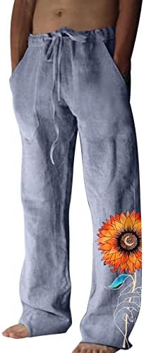 Миашуи Бизнис Обични Панталони За Мажи Машка Мода Секојдневен памук и Печатени Џебни Панталони Со Врвки Со Голема Големина Топло